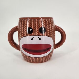 Sock Monkey 2 Handle Coffee Mug Cup by Galerie Fun Whimsical Collectible 15oz
